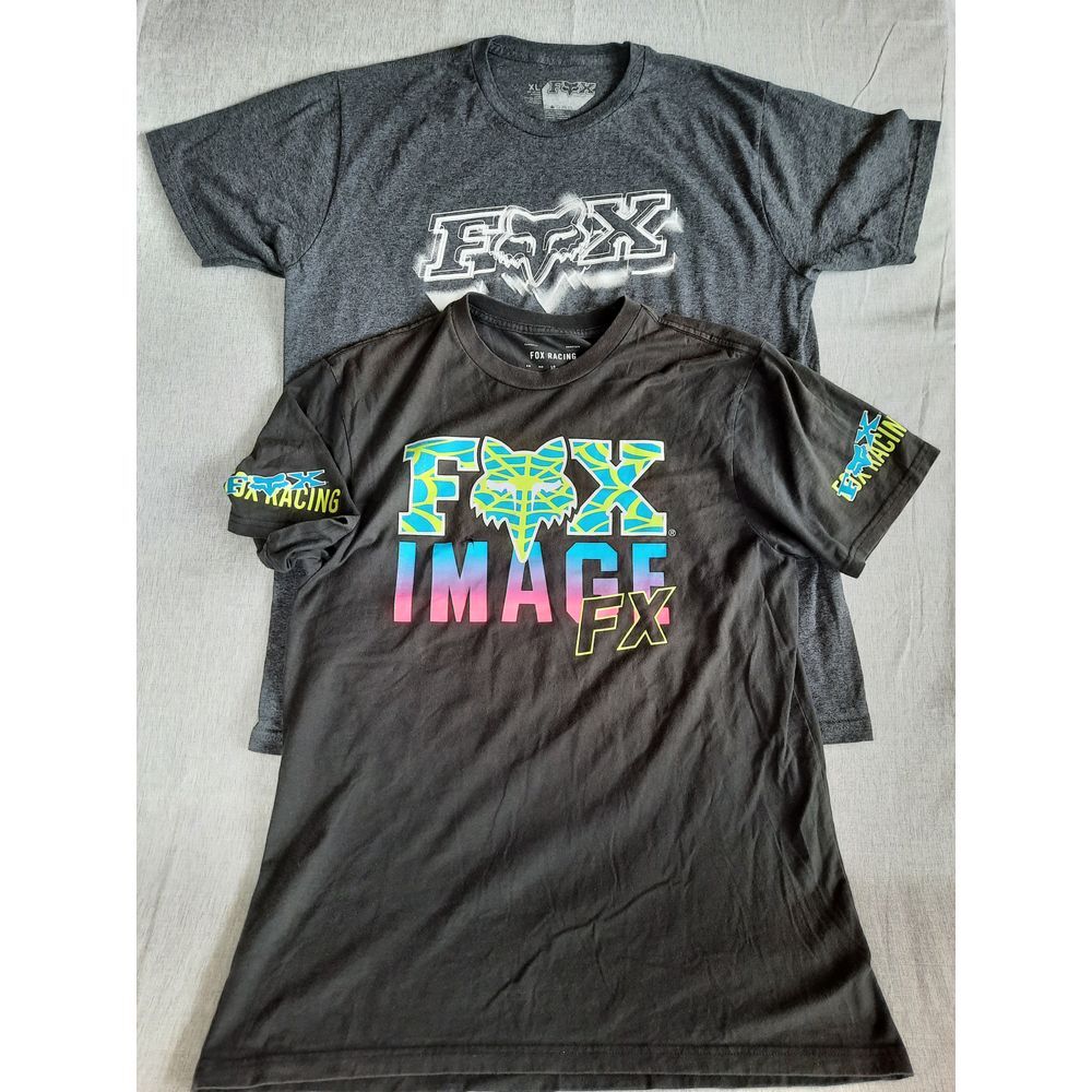 Fox Racing Men 2 of Large Graphic Art Logo Pullover Sweat Tee-Shirt Short Sleeve